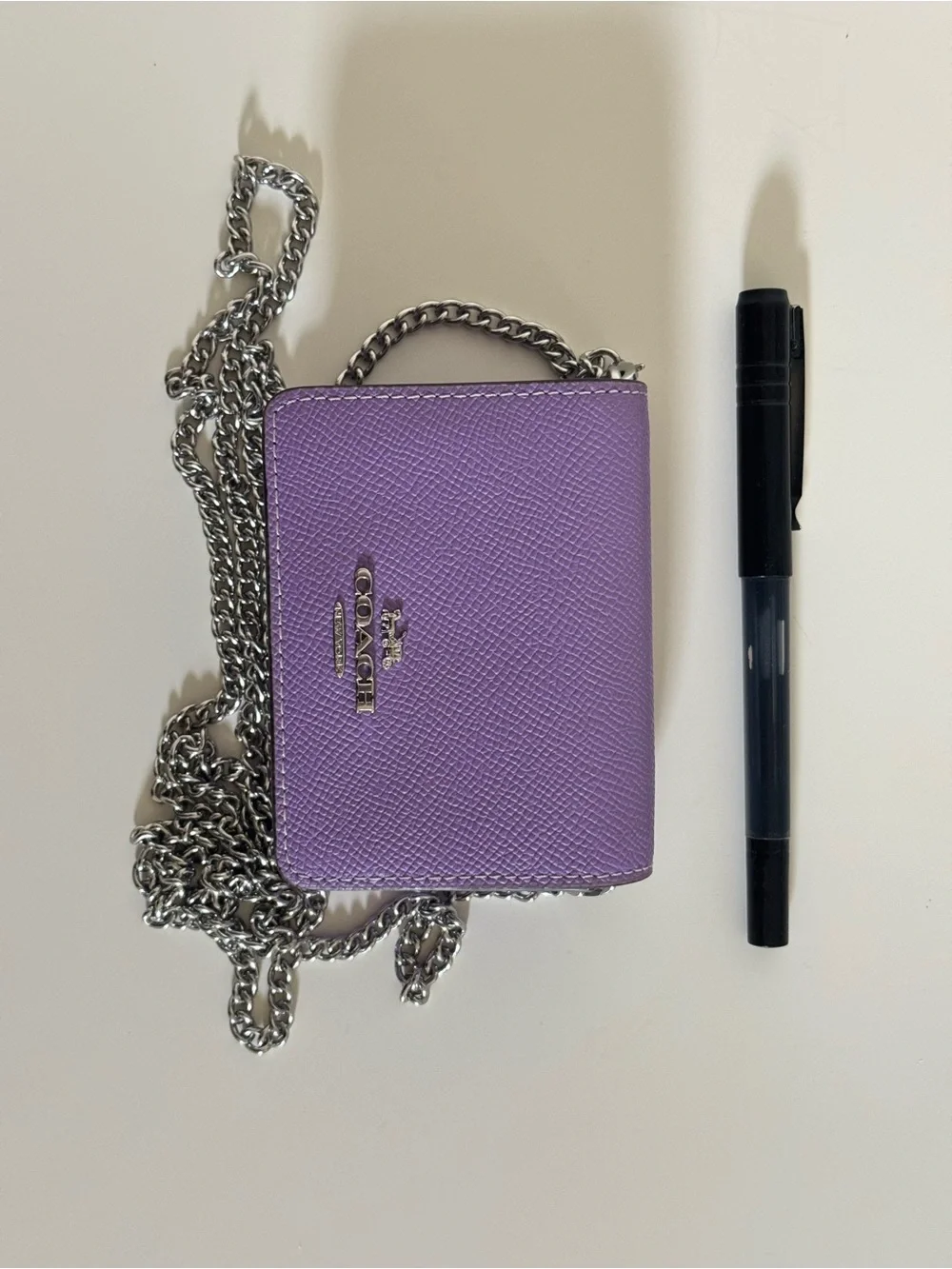 Purple Coach Cardholder with Chain